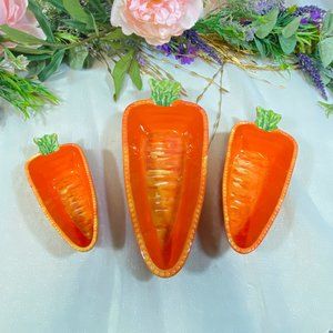 Gardeners Eden Easter Spring Carrot Shape Melamine Serving Bowls Set 3 New